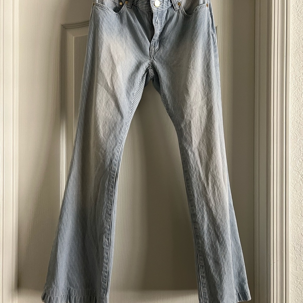 Michael Kors Selma Flare striped Jeans In Excellent Like New Condition, Size 0